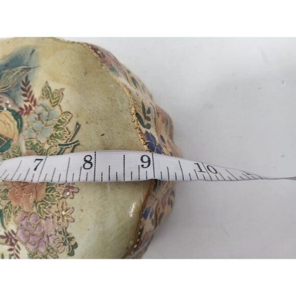 ANTIQUE Royal Satsuma Asian Jewelry Box Porcelain Gold Embossed Floral Ornate - Picture 10 of 12